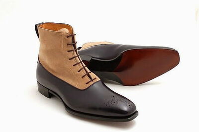 Handmade Brogue Black Brown Leather Boots Dress Casual Laceup Formal Ankle Boots