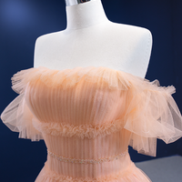 champagne Gold Strapless Sweetheart Princess Dresses Party Gowns Banquet Dresses - Thumbnail 1