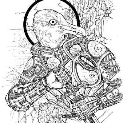 Knight of the nautilus (ink drawing)