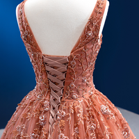 orange Red Evening Gowns Temperament Celebrity Long Stage Gowns Party Dresses - Thumbnail 1