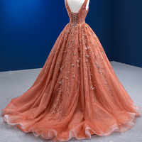 orange Red Evening Gowns Temperament Celebrity Long Stage Gowns Party Dresses - Thumbnail 3