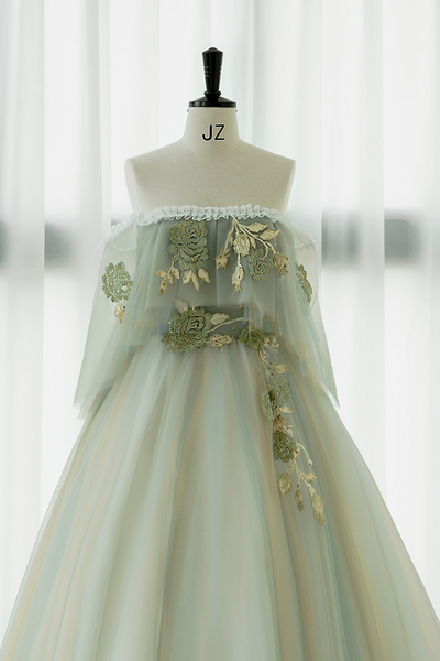 Sweetheart Strapless Evening Dresses Mint Green Puffy Long Gowns