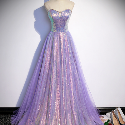 Purple sheath sequined evening gowns dresses high-end stage gowns