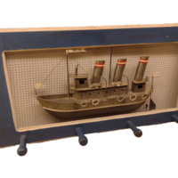 Handmade Wood / Metal Ship w/ Coat Hangers Pegs Boat Picture Plaque - Thumbnail 6