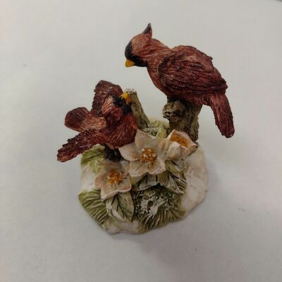 Vintage enesco red cardinals birds figurine collectible statue