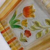 Fused Art Glass Hand painted Tulips Floral Plate by Ganz - Thumbnail 2