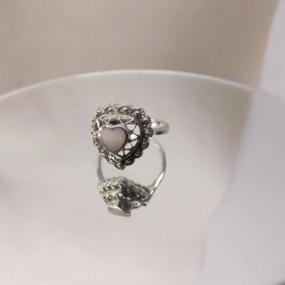 925 m.o.p. heart ring sz 7.5 solid sterling silver vintage thailand