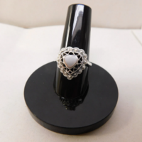 925 M.O.P. Heart Ring Sz 7.5 Solid Sterling Silver Vintage Thailand - Thumbnail 2