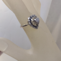 925 M.O.P. Heart Ring Sz 7.5 Solid Sterling Silver Vintage Thailand - Thumbnail 4
