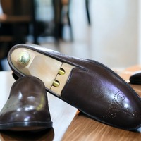 Handmade Men's Brogue Toe Chocolate Brown Loafers Shoes, Slip On Moccasin Shoes - Thumbnail 2