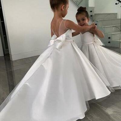 Beauty satin flower girl dresses for wedding 