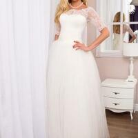 Off the Shoulder Half Sleeve Tulle Lace Bridal Gown - Thumbnail 2