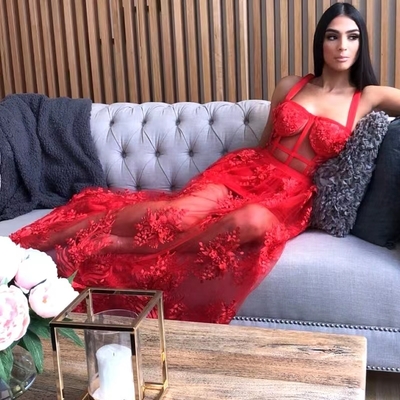 Red Lace Prom Dresses,Illusion  Prom Dresses,Fashion Prom Dresses,CP0178