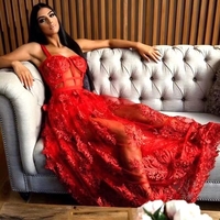 Red Lace Prom Dresses,Illusion  Prom Dresses,Fashion Prom Dresses,CP0178 - Thumbnail 1