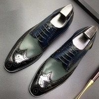 Adorable Pairs In Multi Color DERBY Style Full Brogue Real LEATHER Shoes - Thumbnail 1