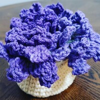 Crochet Flower Pot Coaster Set – Cute Basket with Folded Flower Coasters - Thumbnail 7