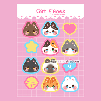 (new) cat face sticker sheet