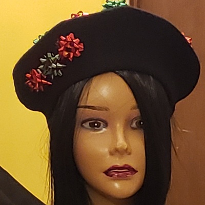Christmas bow beret (black)