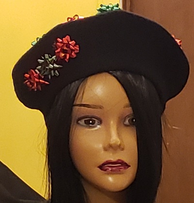 Christmas bow beret (black)