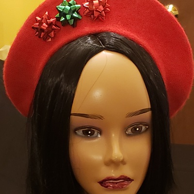 Christmas bow beret (red)