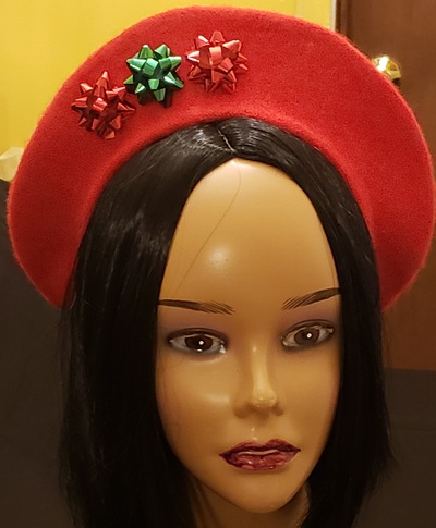 Christmas Bow Beret (red)