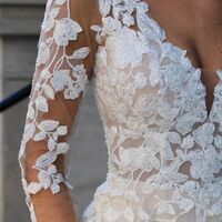 Elegant A Line V Neck Long Sleeves Lace Wedding Dresses，1651 - Thumbnail 2