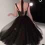 Simple black short prom dress, evening dress-1