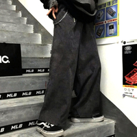 Big Pockets Hip-Hop Metal Chain Details Straight Loose Pants For Women and Men Amazing - Thumbnail 6