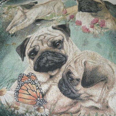 Tapestry beautiful pug dog multiple pug shots colorful couch throw rug