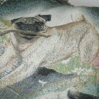 Tapestry beautiful Pug Dog Multiple Pug Shots Colorful Couch Throw Rug - Thumbnail 1