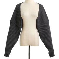 Punk Knit Lantern Sleeve Chunky Knit Sweater Cape Cardigan Unique Y2K 90s Amazing - Thumbnail 5