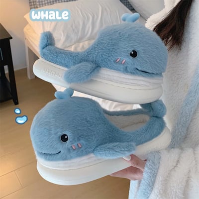 Free shipping kawaii cute whale plush slippers - Thumbnail 3
