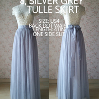 Women Tulle Skirt Outfit,Tulle Maxi Skirt,  Wedding Maxi Skirt, Bridesmaid Tulle Skirt, High Waist Plus Size - Thumbnail 8