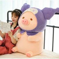 Cute pig with kuromi hood plush toy - Thumbnail 1