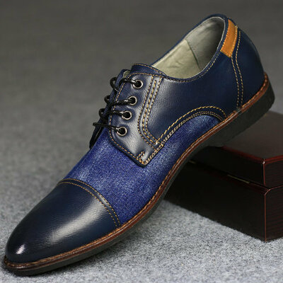 Two tone blue color handmade men genuine leather oxford party wear stylish shoes - Thumbnail 4