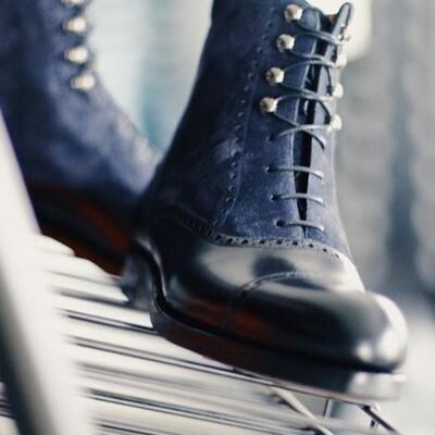 New handmade suede and leather ankle boots, men two tone boots, men ankle boot - Thumbnail 3