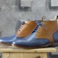 Tan & Blue Half Ankle Leather Men’s Boot - Thumbnail 2