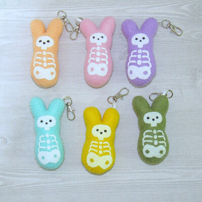 Plush zombie peeps-style bunnies