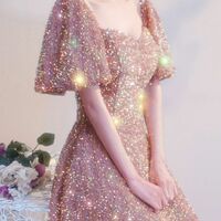 New evening dress champagne color sequined high-end light luxury niche dress skirt - Thumbnail 7