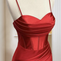 Simple Sweetheart Neck Satin Mermaid Burgundy Long Prom Dress, Burgundy Evening Dress KPP1614 - Thumbnail 2