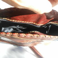 Elephant Leather stitched Handbag Carry bag Women Purse Handmade - Thumbnail 4