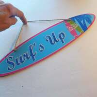 Surf's Up Glitter Wooden Wall Hanging Decoration Handmade - Thumbnail 4