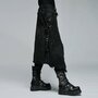 MEN'S GOTH STYLISH KILT, GOTHIC MEN'S BLACK ASYMMETRICAL BELT OVERSKIRT-2