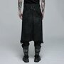 MEN'S GOTH STYLISH KILT, GOTHIC MEN'S BLACK ASYMMETRICAL BELT OVERSKIRT-3
