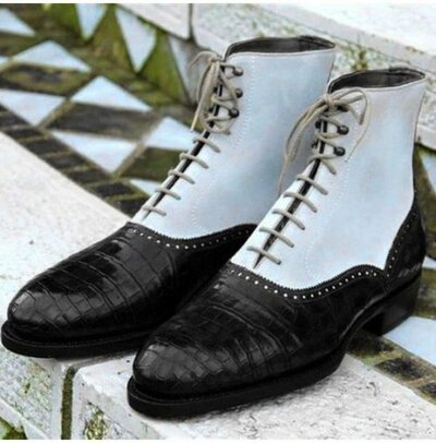 New Men Two Tone High Ankle Boots Alligator Ankle Boots, Ankle Boot