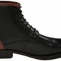 Handmade Men's Black And Brown Lace Up Boots, Mens Cap Toe High Ankle Boots - Thumbnail 1