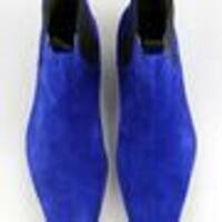 Handmade men Blue color pointed toe suede ankle boot with cuban heel, Men boots - Thumbnail 1