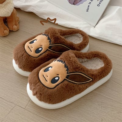 Brown Cartoon Anime Plush Slippers