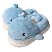 Cute Blue Whale Plush Slippers - Thumbnail 2