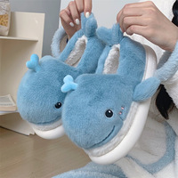 Cute Blue Whale Plush Slippers - Thumbnail 1